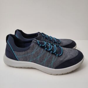 CLARKS Adella Holly Shoes Womens 8 M Navy Gray Comfort Sneakers Flats Slip On